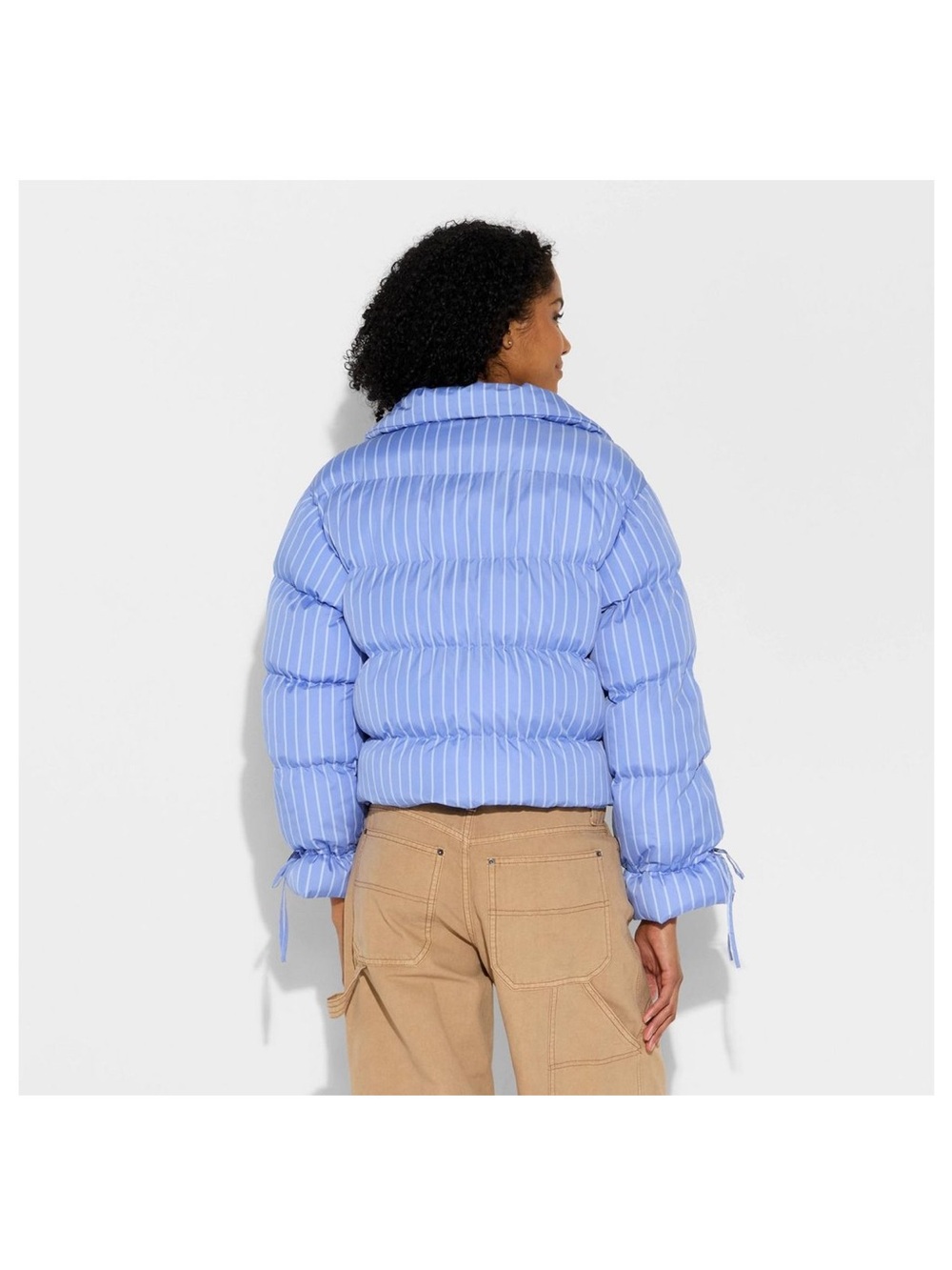 Light Blue Striped Puffer Jacket - Women - Picture 2 of 3